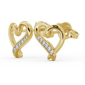 Heart Style Round Diamond Channel Set Earrings 9K Yellow Gold ERG80_YG_THUMB1 