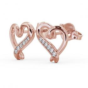 Heart Style Round Diamond Channel Set Earrings 9K Rose Gold ERG80_RG_THUMB1 