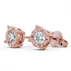 Round Diamond Bezel Stud Illusion Setting Style Earrings 9K Rose Gold ERG84_RG_THUMB1 