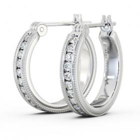 Vintage Hoop Round Diamond Channel Set Earrings 18K White Gold ERG86_WG_THUMB1 