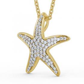 Starfish Shaped 0.32ct Diamond Cluster Pendant 9K Yellow Gold PNT109_YG_THUMB1 
