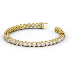 Tennis Bracelet Round Diamond Bezel 18K Yellow Gold BRC3_YG_THUMB1 