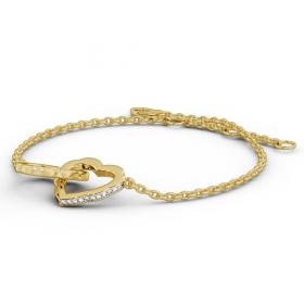 Heart Design Linked Delicate Diamond Bracelet 9K Yellow Gold BRC5_YG_THUMB1 