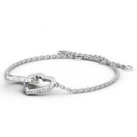 Heart Design Linked Delicate Diamond Bracelet 18K White Gold BRC5_WG_THUMB1 