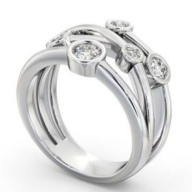 Five Stone Round Diamond Unique Bezel Set Ring 18K White Gold FV20_WG_THUMB1 