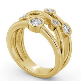 Five Stone Round Diamond Unique Bezel Set Ring 18K Yellow Gold FV20_YG_THUMB1 