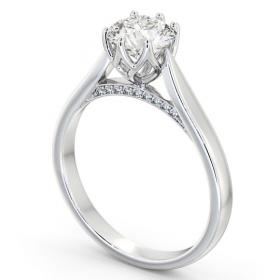 Round Diamond with Diamond Set Rail Engagement Ring 18K White Gold Solitaire ENRD116_WG_THUMB1 