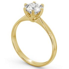 Round Diamond Dainty Band with 6 Prongs Engagement Ring 18K Yellow Gold Solitaire ENRD151_YG_THUMB1 