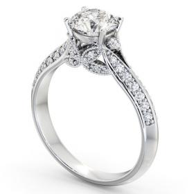 Vintage Style Lavish Engagement Ring 18K White Gold Solitaire with Channel Set Side Stones ENRD168_WG_THUMB1 