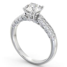 Vintage Style Intricate Design Engagement Ring 18K White Gold Solitaire with Channel Set Side Stones ENRD169_WG_THUMB1 