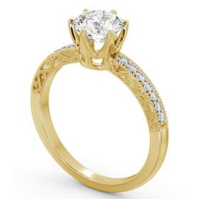 Vintage Style Intricate Detail Engagement Ring 9K Yellow Gold Solitaire with Channel Set Side Stones ENRD171_YG_THUMB1 