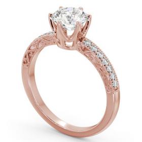 Vintage Style Intricate Detail Engagement Ring 9K Rose Gold Solitaire with Channel Set Side Stones ENRD171_RG_THUMB1 