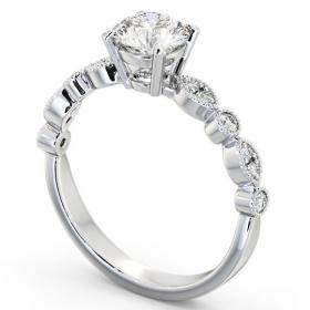 Vintage Style Unique Band Engagement Ring 9K White Gold Solitaire with Channel Set Side Stones ENRD174_WG_THUMB1 