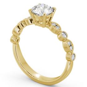 Vintage Style Unique Band Engagement Ring 18K Yellow Gold Solitaire with Channel Set Side Stones ENRD174_YG_THUMB1 