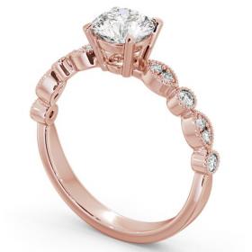 Vintage Style Unique Band Engagement Ring 18K Rose Gold Solitaire with Channel Set Side Stones ENRD174_RG_THUMB1 
