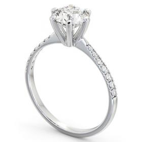Round Diamond 6 Prong Engagement Ring 9K White Gold Solitaire with Channel Set Side Stones ENRD98S_WG_THUMB1 