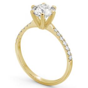 Round Diamond 6 Prong Engagement Ring 9K Yellow Gold Solitaire with Channel Set Side Stones ENRD98S_YG_THUMB1 