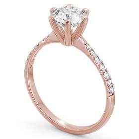 Round Diamond 6 Prong Engagement Ring 9K Rose Gold Solitaire with Channel Set Side Stones ENRD98S_RG_THUMB1 