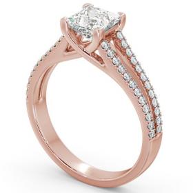 Princess Diamond Split Band Engagement Ring 18K Rose Gold Solitaire with Channel Set Side Stones ENPR45_RG_THUMB1 