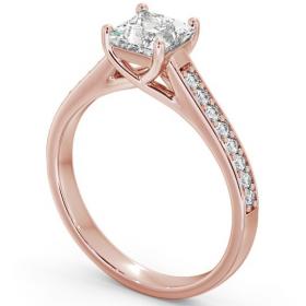 Princess Diamond 4 Prong Engagement Ring 18K Rose Gold Solitaire with Channel Set Side Stones ENPR42S_RG_THUMB1 