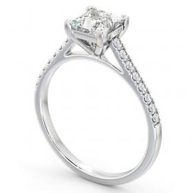 Princess Diamond 4 Prong Engagement Ring 18K White Gold Solitaire with Channel Set Side Stones ENPR55S_WG_THUMB1 