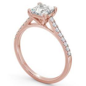 Princess Diamond 4 Prong Engagement Ring 18K Rose Gold Solitaire with Channel Set Side Stones ENPR55S_RG_THUMB1 