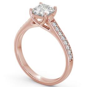 Asscher Diamond Trellis Design Engagement Ring 18K Rose Gold Solitaire with Channel Set Side Stones ENAS15S_RG_THUMB1 