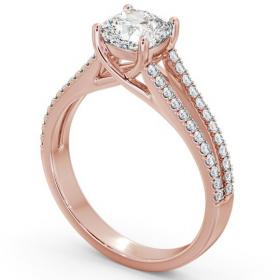 Cushion Diamond Split Band Engagement Ring 18K Rose Gold Solitaire with Channel Set Side Stones ENCU19_RG_THUMB1 