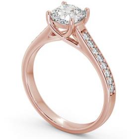 Cushion Diamond Trellis Design Engagement Ring 18K Rose Gold Solitaire with Channel Set Side Stones ENCU15S_RG_THUMB1 