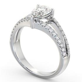 Pear Diamond Split Band Engagement Ring Platinum Solitaire with Channel Set Side Stones ENPE15_WG_THUMB1 