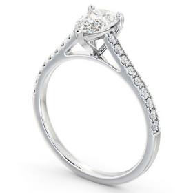 Pear Diamond 3 Prong Engagement Ring 9K White Gold Solitaire with Channel Set Side Stones ENPE16_WG_THUMB1 