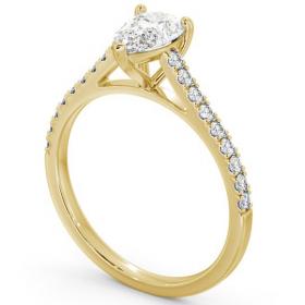 Pear Diamond 3 Prong Engagement Ring 9K Yellow Gold Solitaire with Channel Set Side Stones ENPE16_YG_THUMB1 