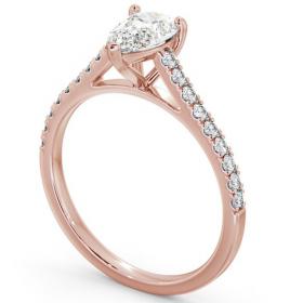 Pear Diamond 3 Prong Engagement Ring 9K Rose Gold Solitaire with Channel Set Side Stones ENPE16_RG_THUMB1 