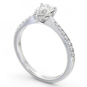 Pear Diamond Tapered Band Engagement Ring 18K White Gold Solitaire with Channel Set Side Stones ENPE14S_WG_THUMB1 