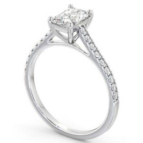 Radiant Diamond 4 Prong Engagement Ring 18K White Gold Solitaire with Channel Set Side Stones ENRA17_WG_THUMB1 
