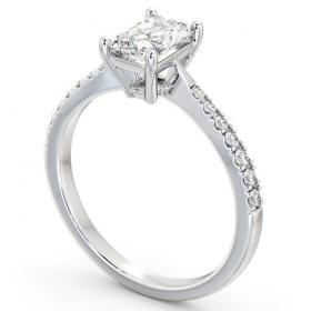 Radiant Diamond Pinched Band Engagement Ring 18K White Gold Solitaire with Channel Set Side Stones ENRA14S_WG_THUMB1 