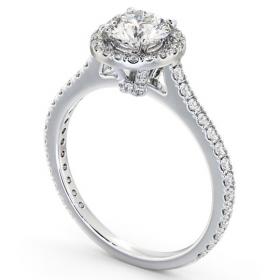 Halo Round Diamond Engagement Ring with Diamond Set Supports 18K White Gold ENRD159_WG_THUMB1 