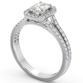 Halo Radiant Diamond Split Band Engagement Ring 18K White Gold ENRA11_WG_THUMB1 