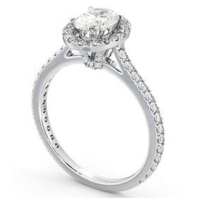 Halo Oval Diamond Engagement Ring with Diamond Set Supports 18K White Gold ENOV15_WG_THUMB1 