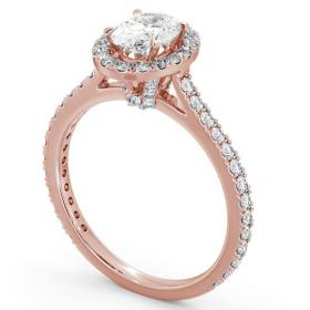 Halo Oval Diamond Engagement Ring with Diamond Set Supports 18K Rose Gold ENOV15_RG_THUMB1 