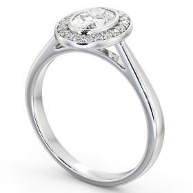 Halo Oval Diamond Bezel Set Engagement Ring 18K White Gold ENOV16_WG_THUMB1 