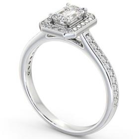 Halo Emerald Diamond Traditional Engagement Ring 18K White Gold ENEM22_WG_THUMB1 