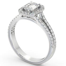 Halo Emerald Diamond Split Band Engagement Ring 18K White Gold ENEM23_WG_THUMB1 