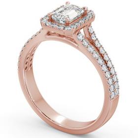 Halo Emerald Diamond Split Band Engagement Ring 18K Rose Gold ENEM23_RG_THUMB1 