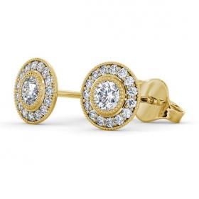 Halo Round Diamond Vintage Style Earrings 9K Yellow Gold ERG115_YG_THUMB1 