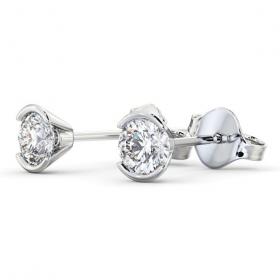 Round Diamond Open Bezel Stud Earrings 18K White Gold ERG125_WG_THUMB1 