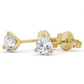 Round Diamond Three Claw Stud Earrings 18K Yellow Gold ERG126_YG_THUMB1 