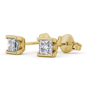 Princess Diamond Open Bezel Stud Earrings 18K Yellow Gold ERG132_YG_THUMB1 