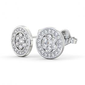 Cluster Round Diamond Halo Style Earrings 18K White Gold ERG114_WG_THUMB1 
