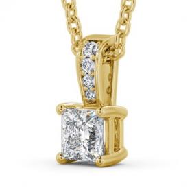 Princess Solitaire Four Claw Stud Diamond Pendant with Diamond Set Bail 9K Yellow Gold PNT114_YG_THUMB1 